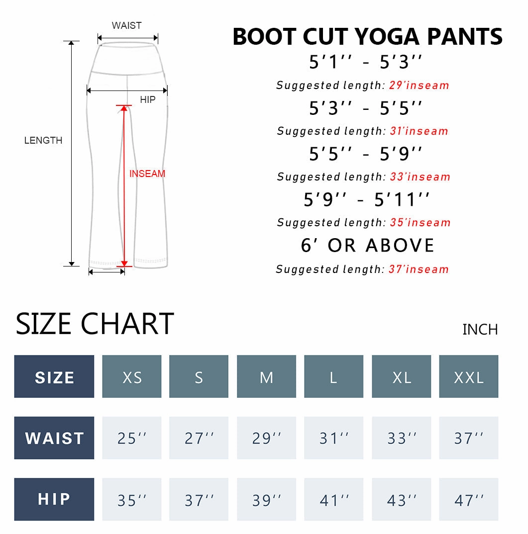 29" 31" 33" 35" Cotton Nylon Bootcut Leggings cherryred_Running