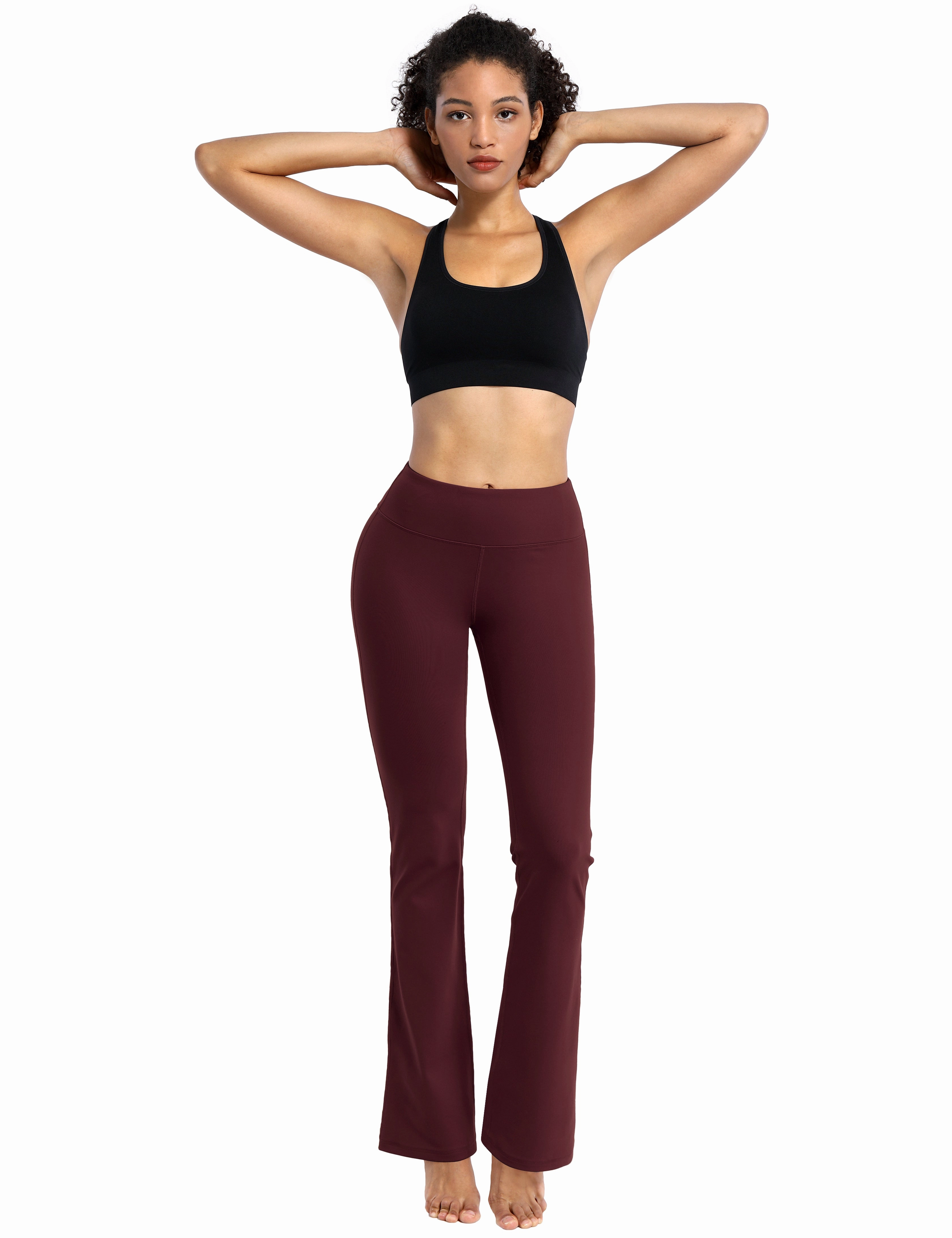 29" 31" 33" 35" Cotton Nylon Bootcut Leggings cherryred_Running