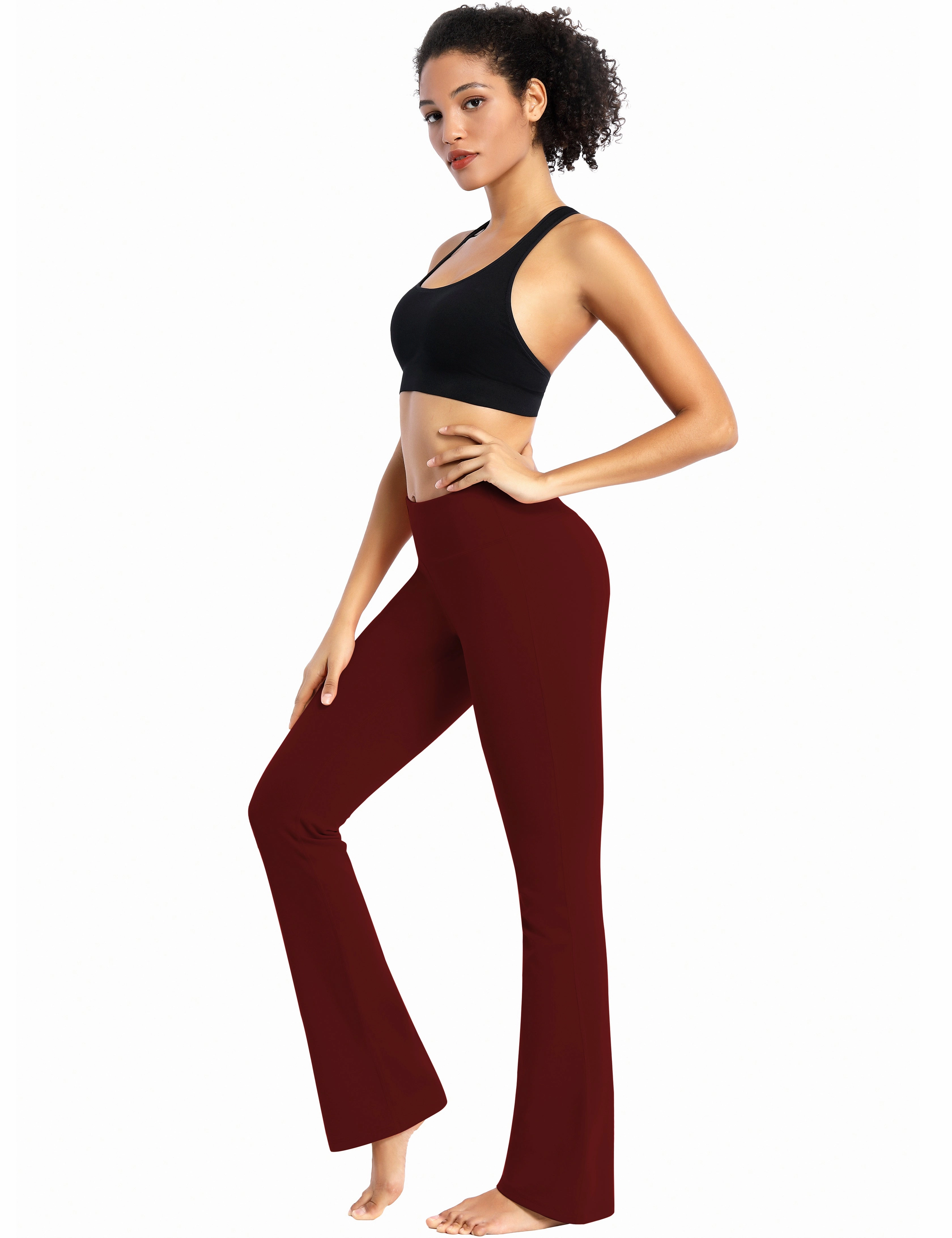 29" 31" 33" 35" Cotton Nylon Bootcut Leggings cherryred_Running