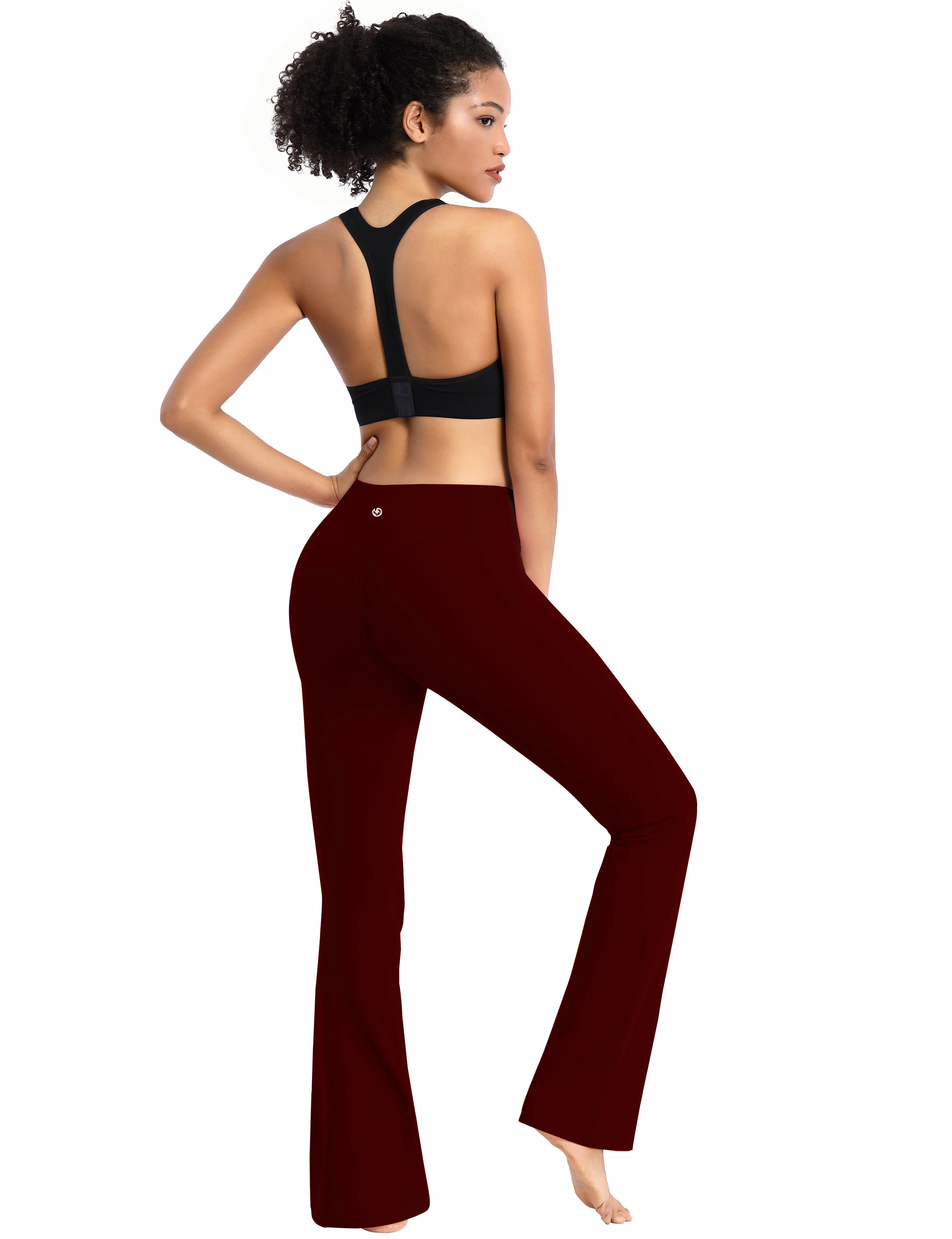 29" 31" 33" 35" Cotton Nylon Bootcut Leggings cherryred_Running