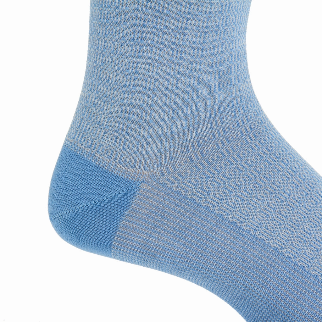 Azure Blue with Ash Chain Link Cotton Sock Linked Toe Mid-Calf