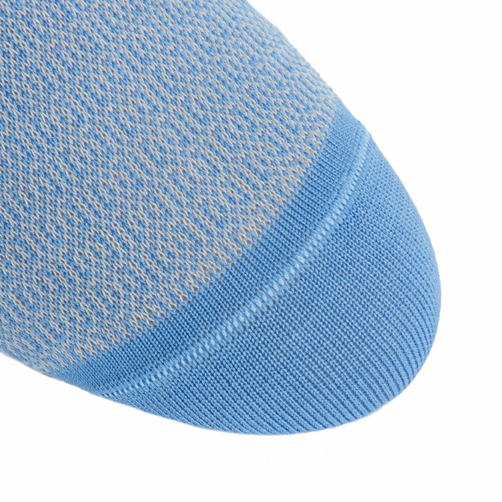 Azure Blue with Ash Chain Link Cotton Sock Linked Toe Mid-Calf