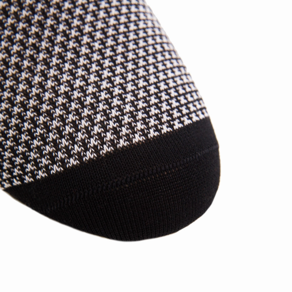 Black and Ash Birdseye Cotton Sock Linked Toe Mid-Calf