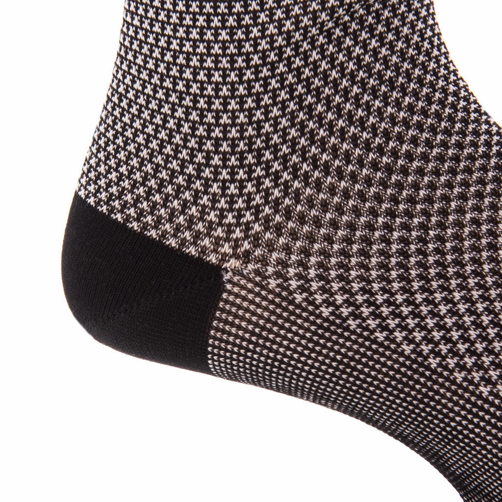 Black and Ash Birdseye Cotton Sock Linked Toe Mid-Calf