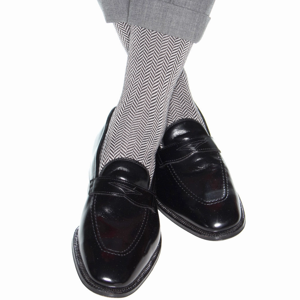 Black and Ash Herringbone Cotton Sock OTC
