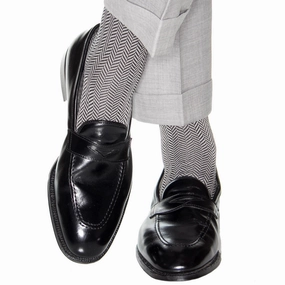 Black and Ash Herringbone Cotton Sock OTC