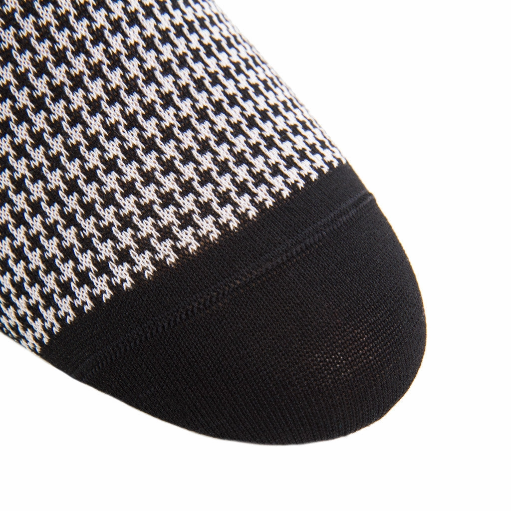 Black and Ash Houndstooth Cotton Sock Mid-Calf