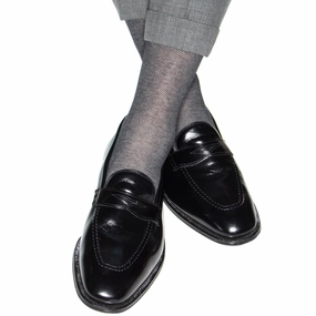 Black and Ash Nailhead Cotton Sock Linked Toe Mid-Calf