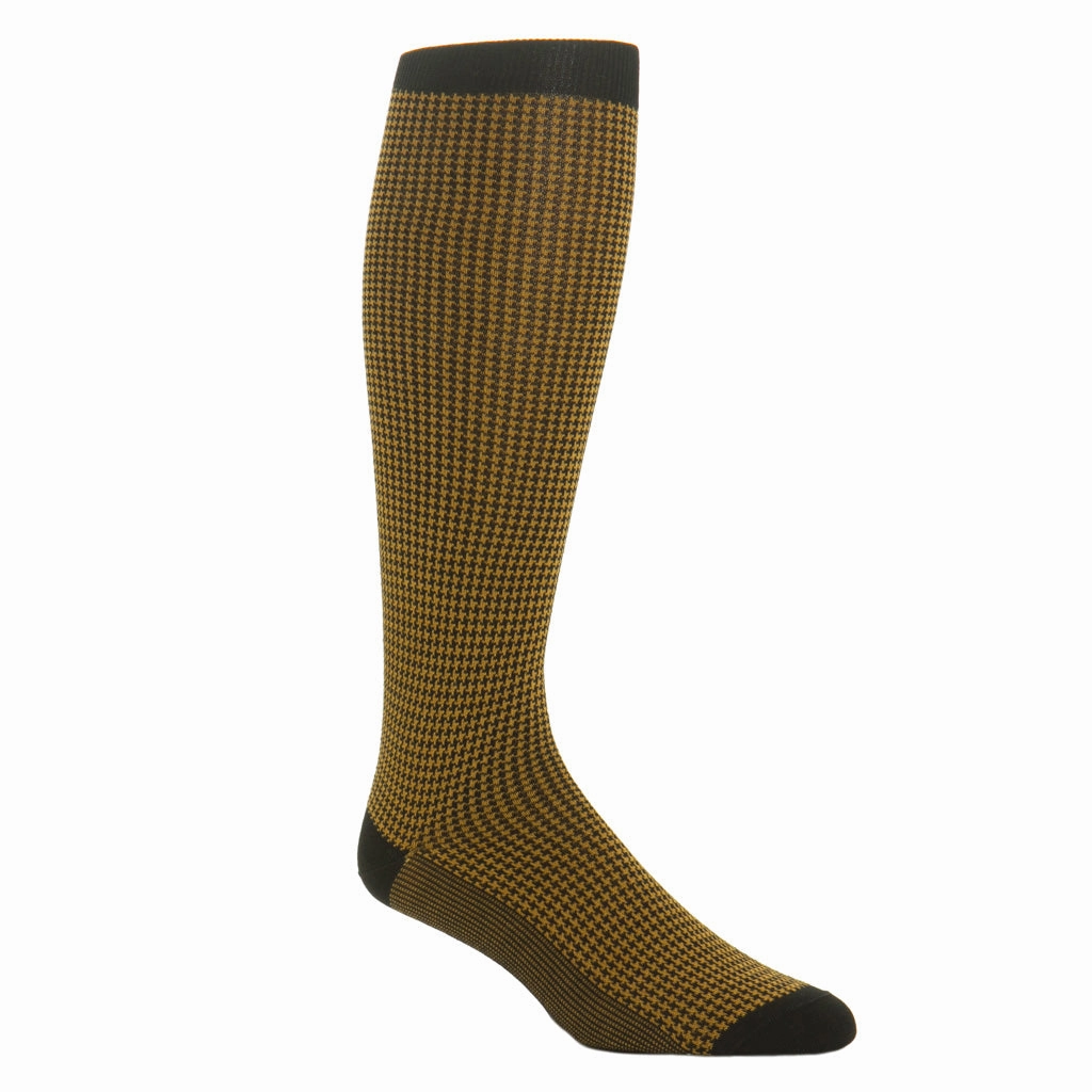 Black and Gold Houndstooth Cotton Sock Linked Toe OTC