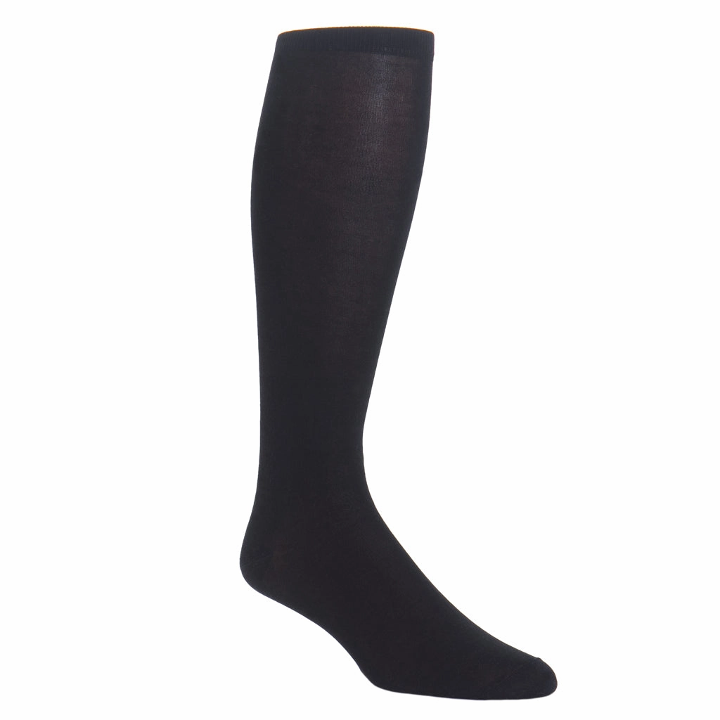 Black Solid Formal Cotton Sock No Rib Linked Toe OTC