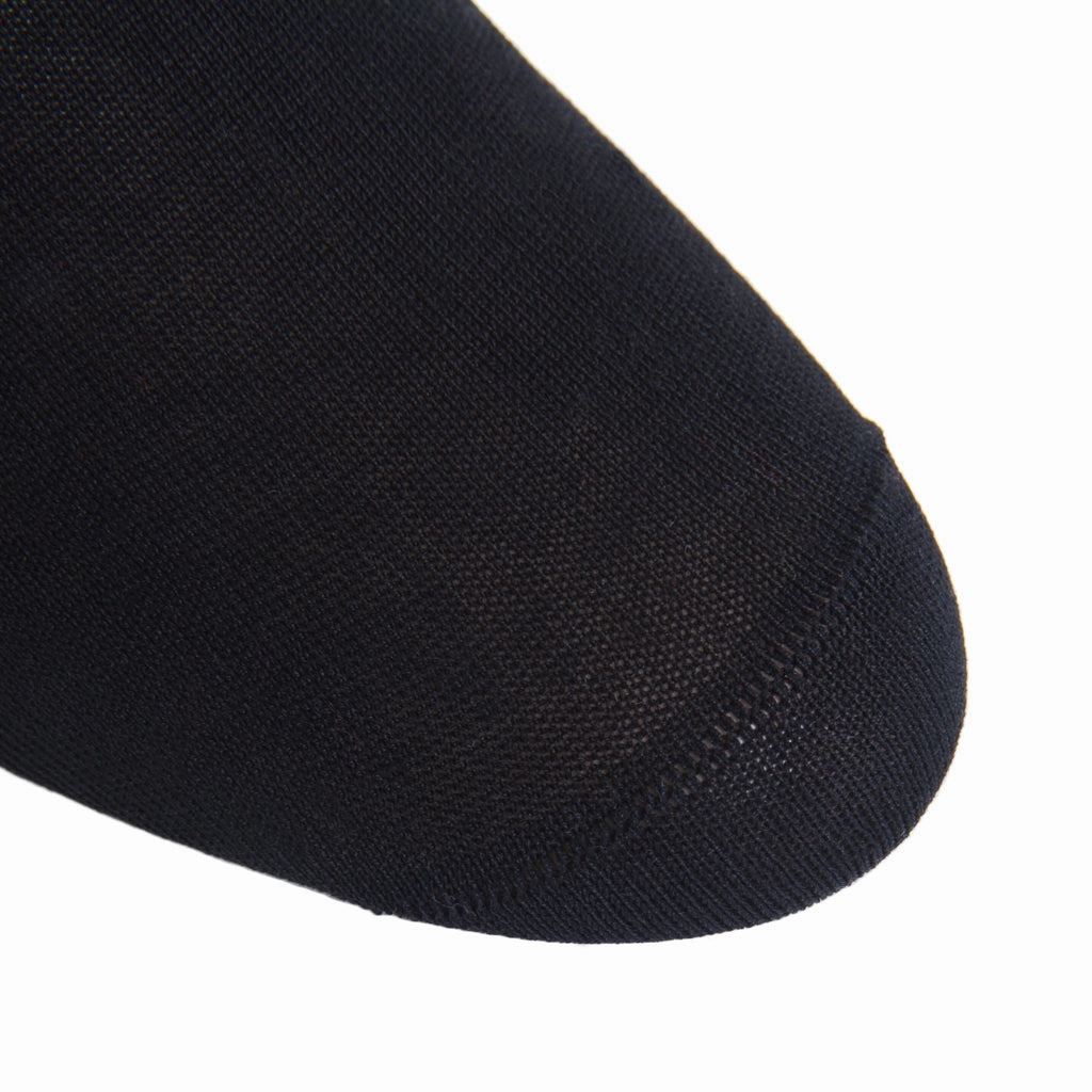 Black Solid Formal Cotton Sock No Rib Linked Toe OTC
