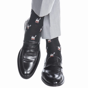 Black with Whiskey Brown, Ash, and Red Bourbon with Cigar Cotton Sock Linked Toe OTC