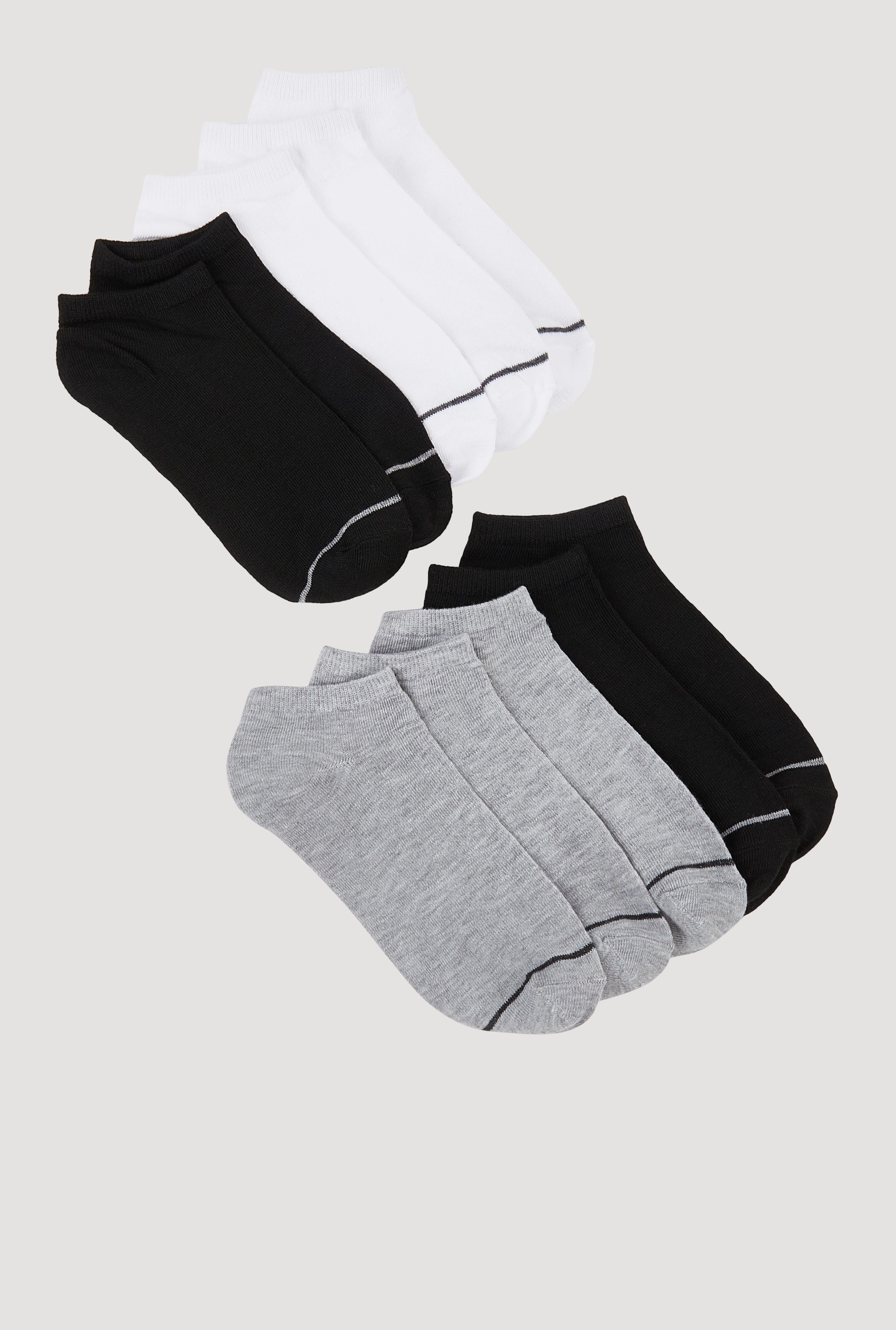 Boys Contrast Trim Low Cut Ankle Socks 10 Pack