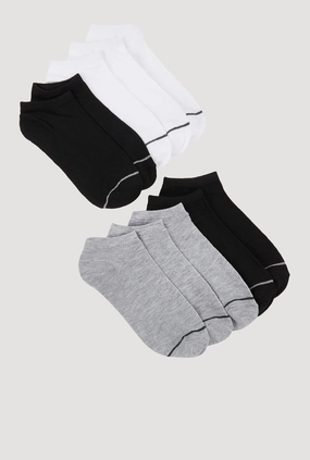 Boys Contrast Trim Low Cut Ankle Socks 10 Pack