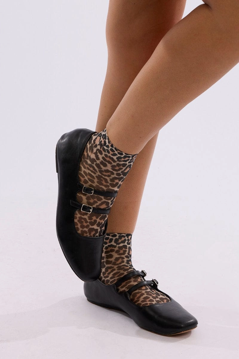 Brown Animal Print Leopard Print Socks
