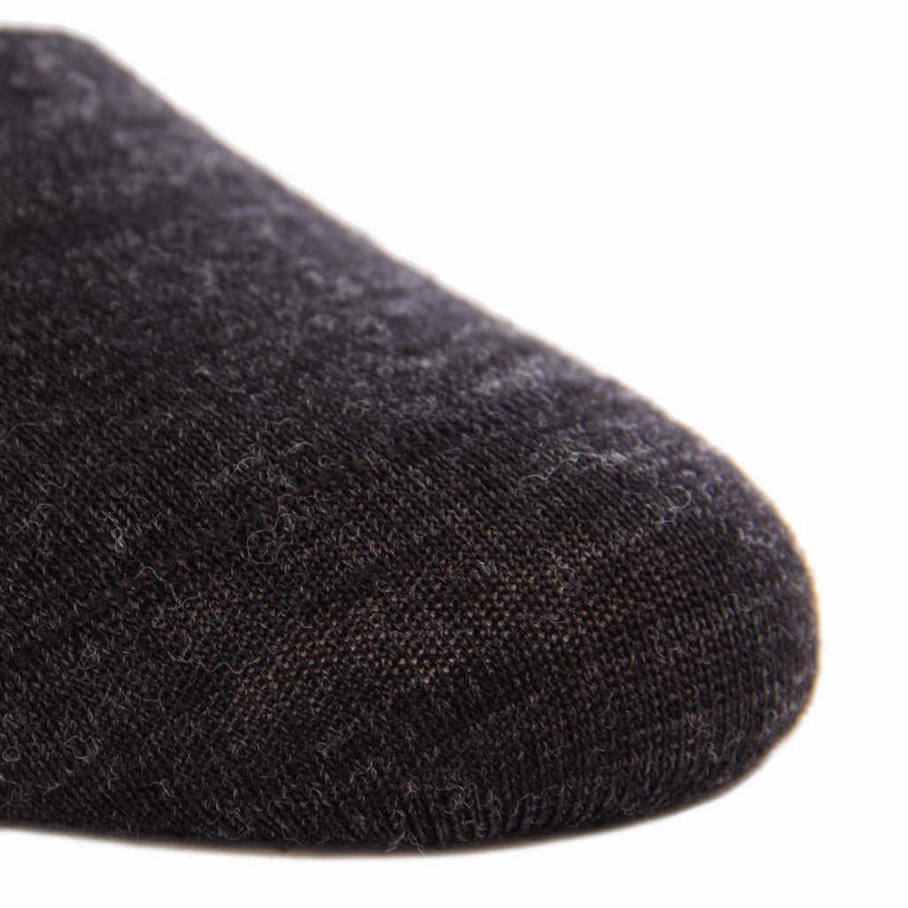 Charcoal with Sky Blue Stripe Fine Merino Wool Sock Linked Toe Mid-Calf