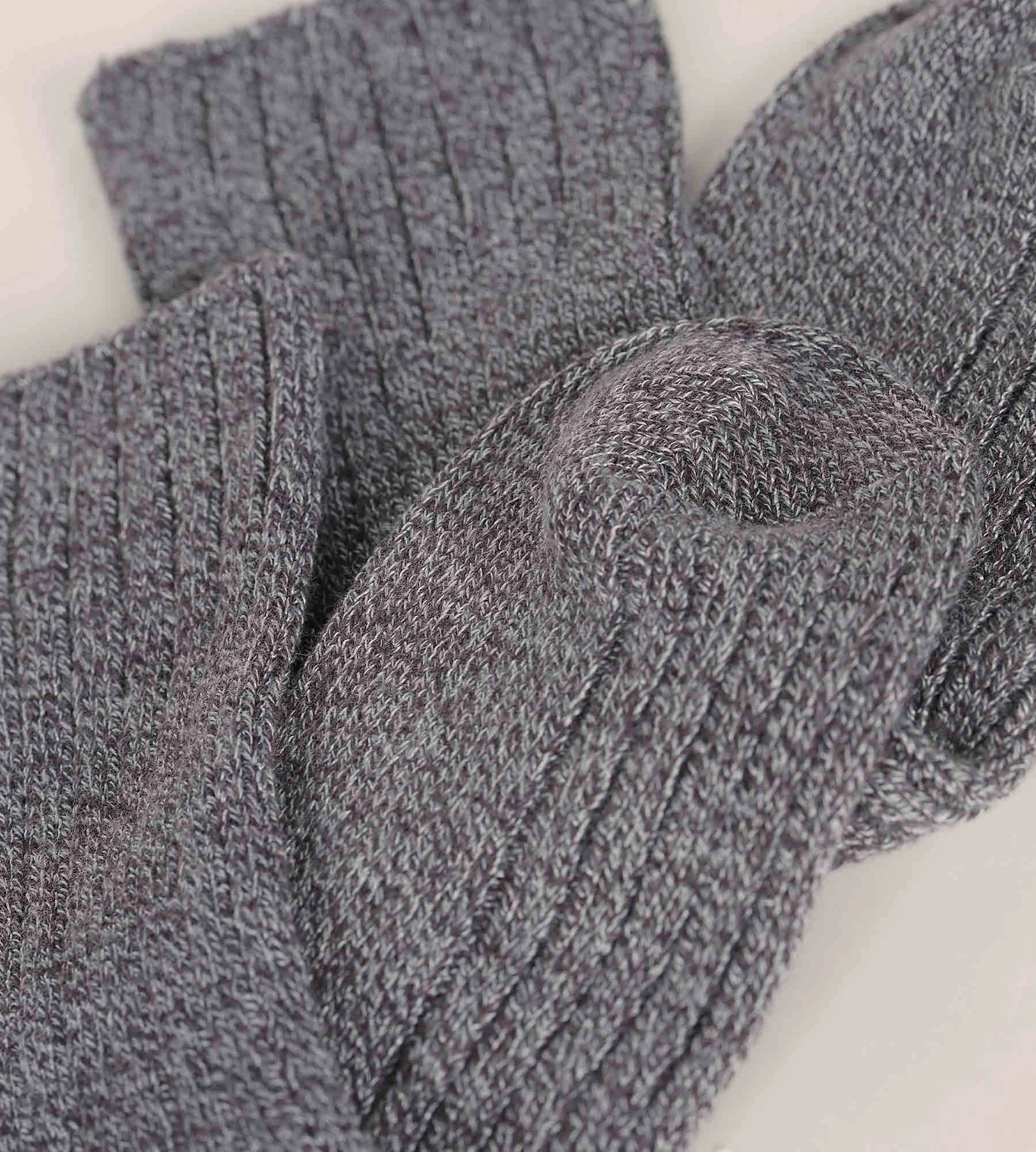 Chaussettes femme en maille côtelée unie Gris Chiné Dim Bambou