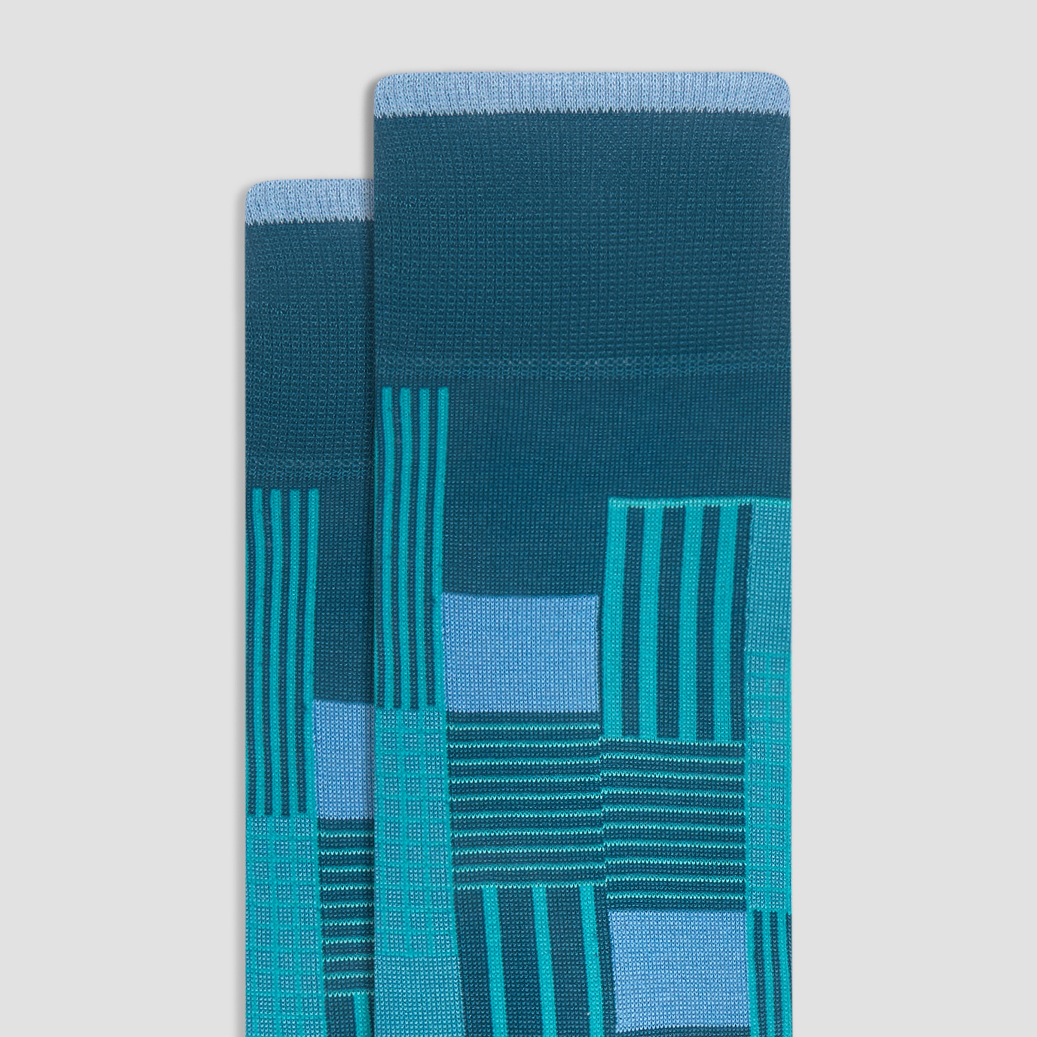 Check-Stripe Mid-Calf Socks