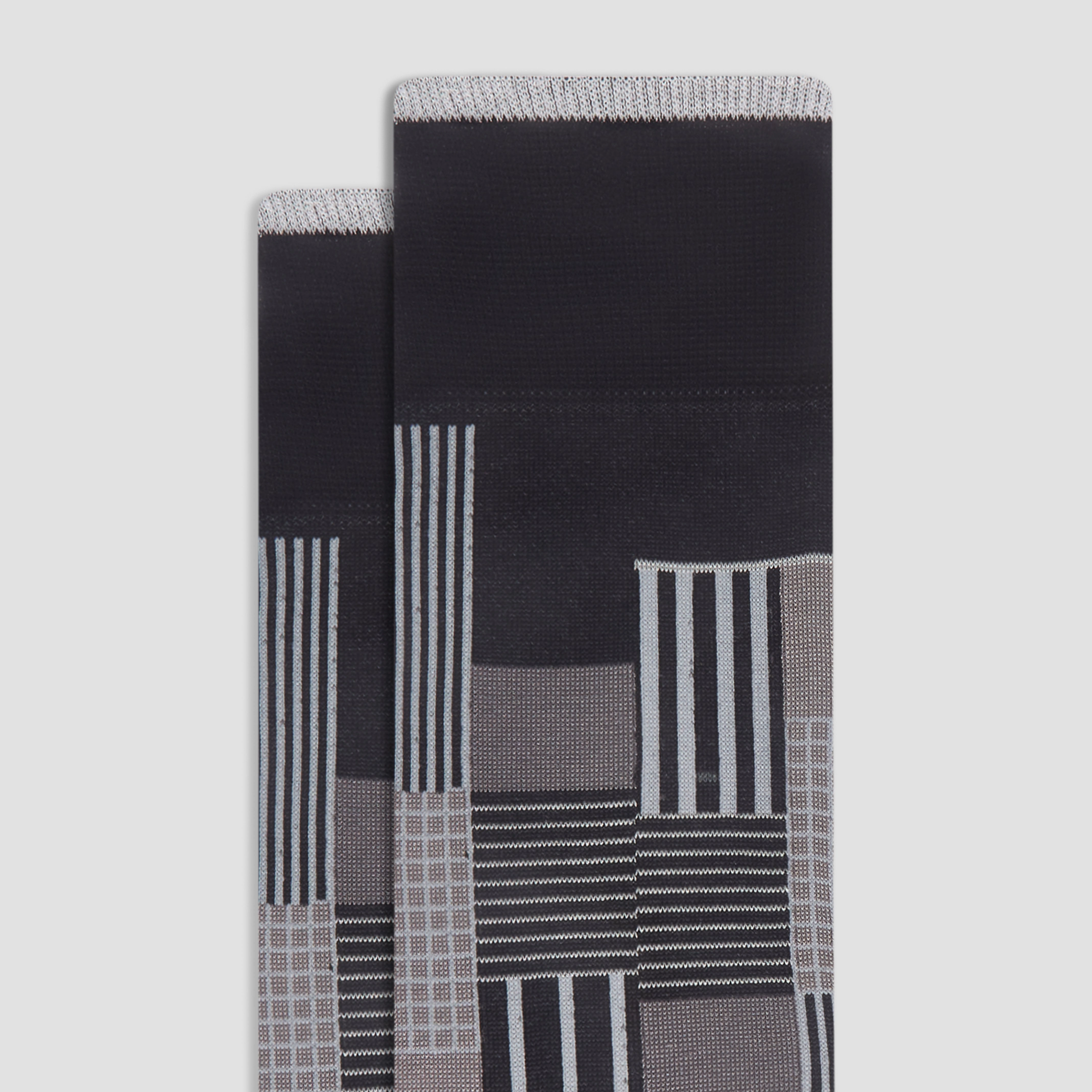 Check-Stripe Mid-Calf Socks