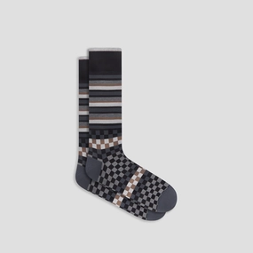 Checkerboard and Stripe Mid-Calf Socks