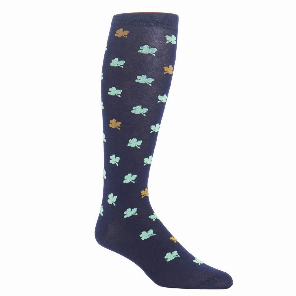 Classic Navy with Green and Gold Shamrock Cotton Sock Linked Toe OTC