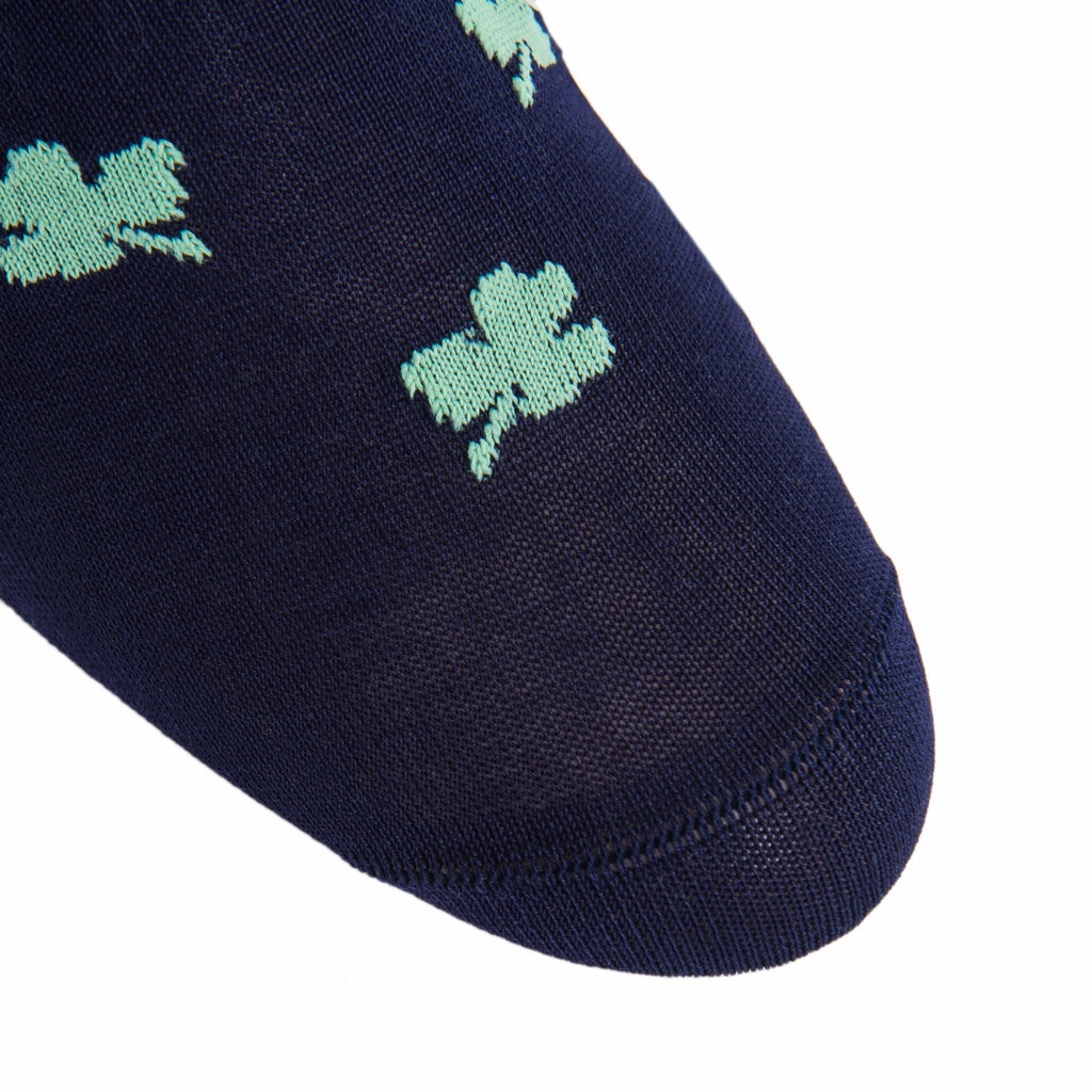 Classic Navy with Green and Gold Shamrock Cotton Sock Linked Toe OTC