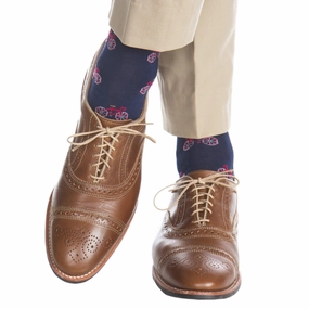 Classic Navy with Red, Sky Blue and Gold Bike Cotton Sock Linked Toe OTC