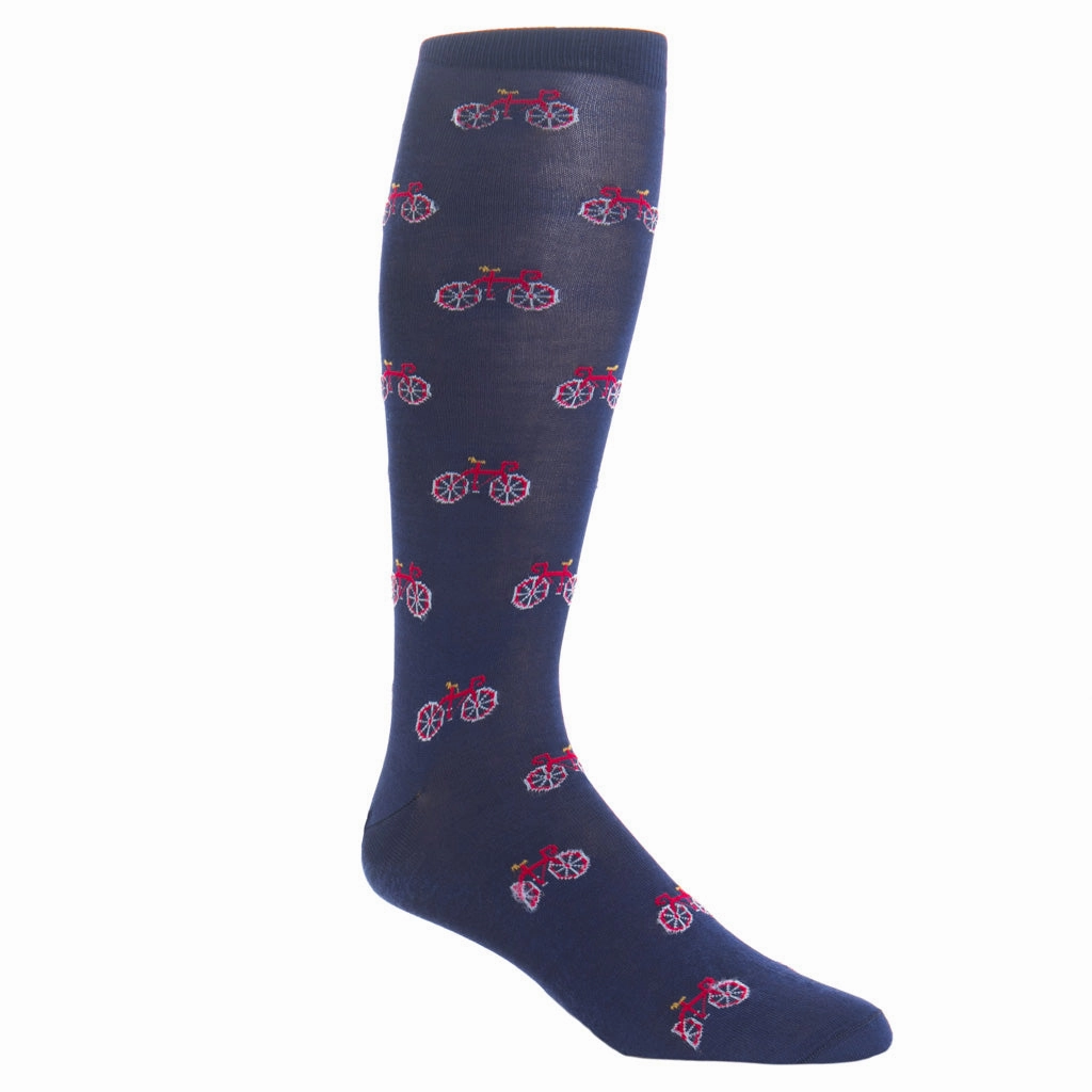 Classic Navy with Red, Sky Blue and Gold Bike Cotton Sock Linked Toe OTC