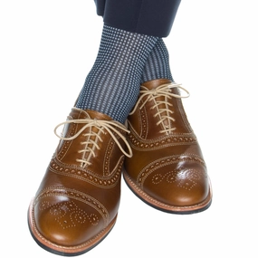 Classic Navy with Sky Grenadine Cotton Sock Linked Toe Mid-Calf