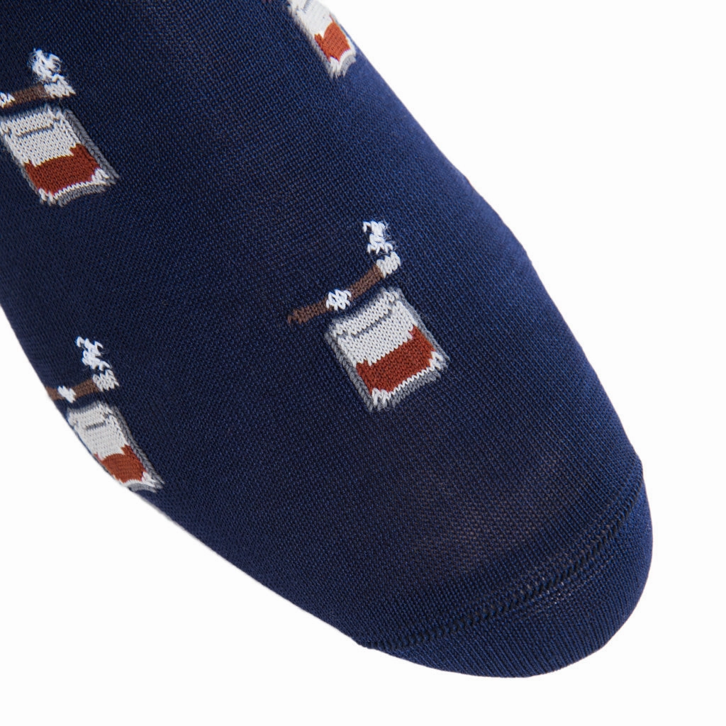 Classic Navy with Whiskey Brown, Ash, and Red Bourbon with Cigar Cotton Sock Linked Toe OTC