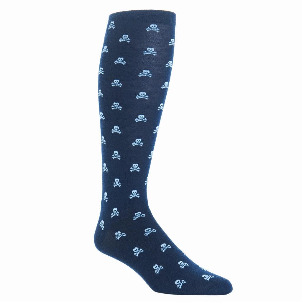 Classic Navy with White Skull and Crossbone Cotton Sock Linked Toe OTC