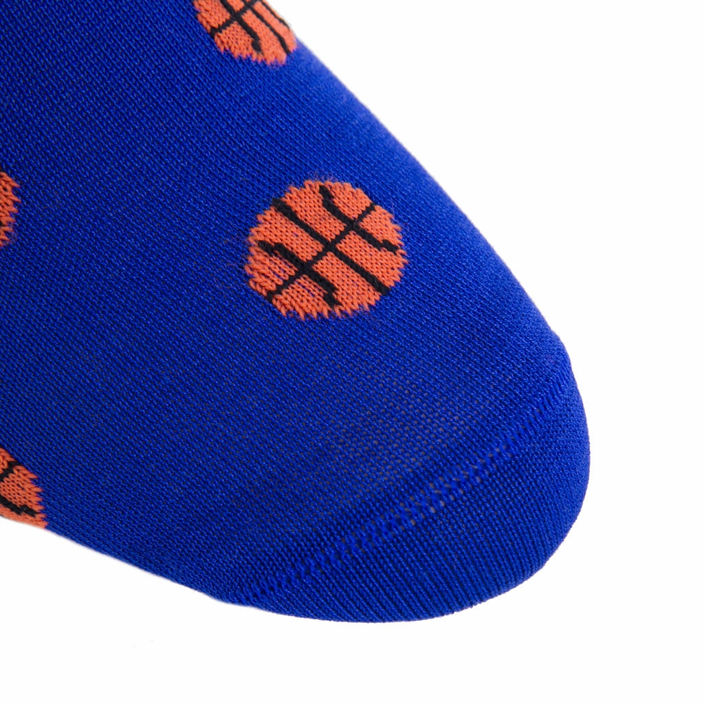 Clematis Blue with Tigerlily Orange Basketball Cotton Sock Linked Toe OTC