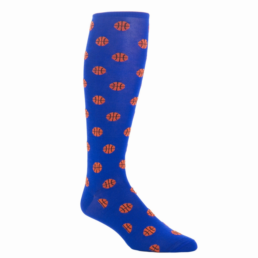 Clematis Blue with Tigerlily Orange Basketball Cotton Sock Linked Toe OTC