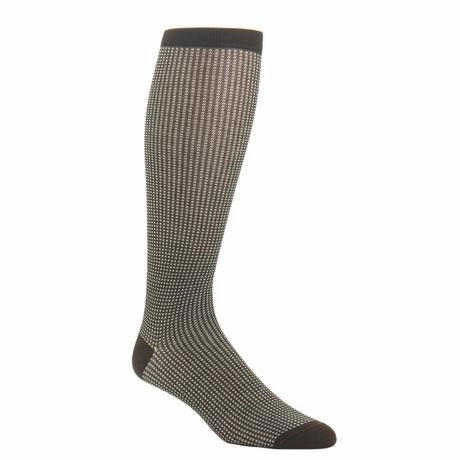Coffee Brown with Taupe Grenadine Fine Merino Wool Sock Linked Toe OTC