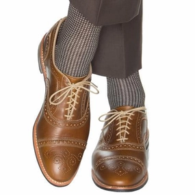 Coffee Brown with Taupe Grenadine Fine Merino Wool Sock Linked Toe OTC