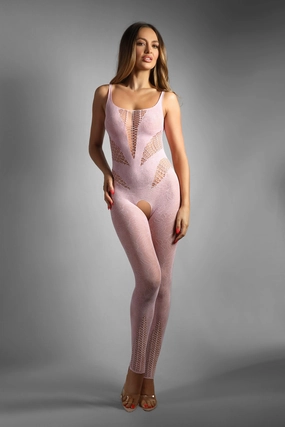 Fantasy Sheer Dream Come True Crotchless Bodystocking Baby Pink