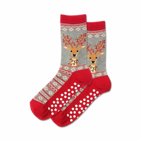 Fuzzy Reindeer Non-Skid Slipper