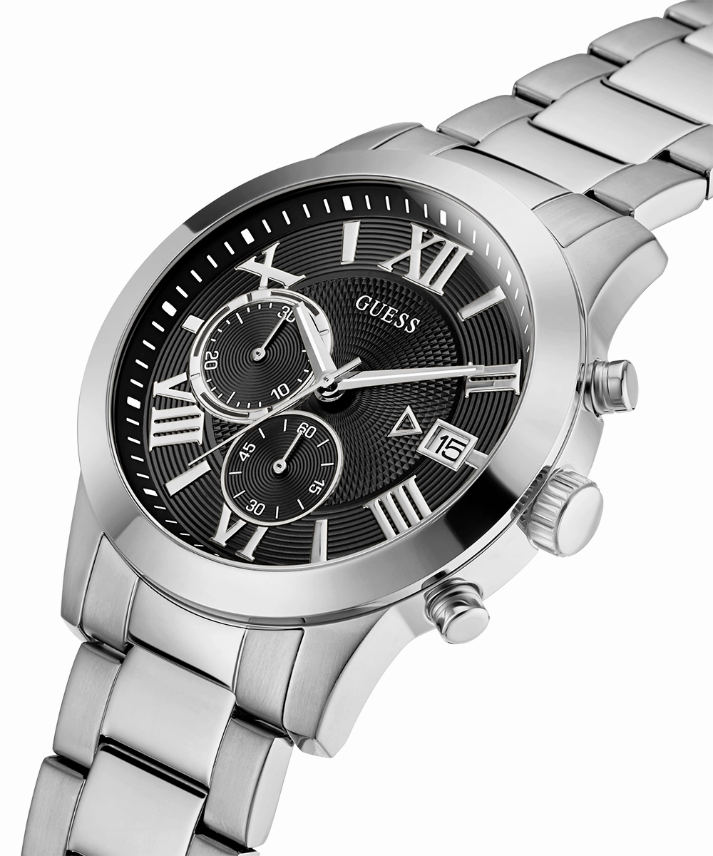 GUESS Mens Silver Tone Chronograph Watch
