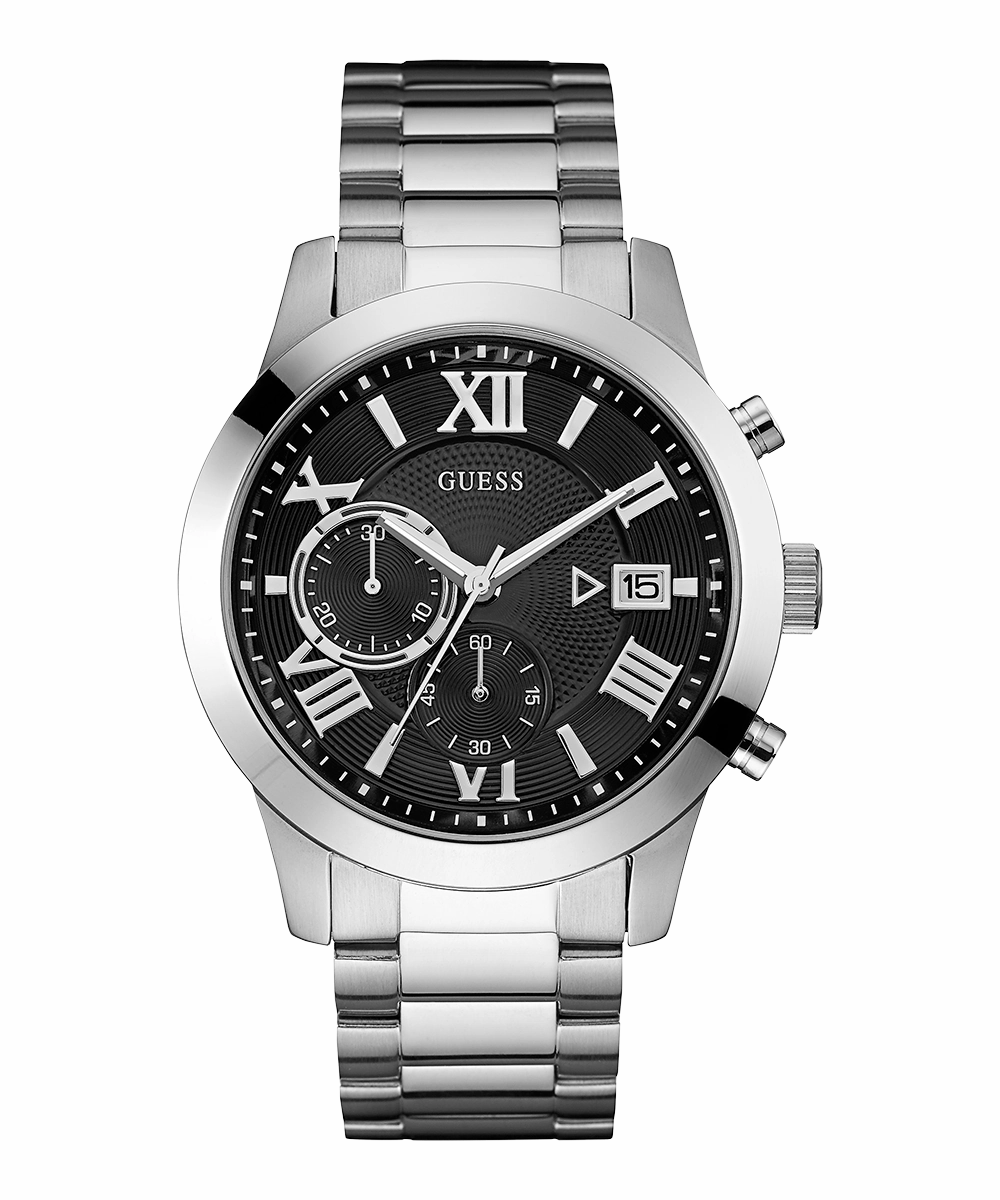 GUESS Mens Silver Tone Chronograph Watch