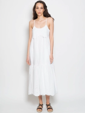 Long Cotton Dress with White Embroideries