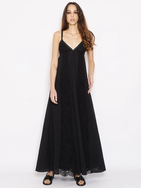 Long dress in Black Sangallo
