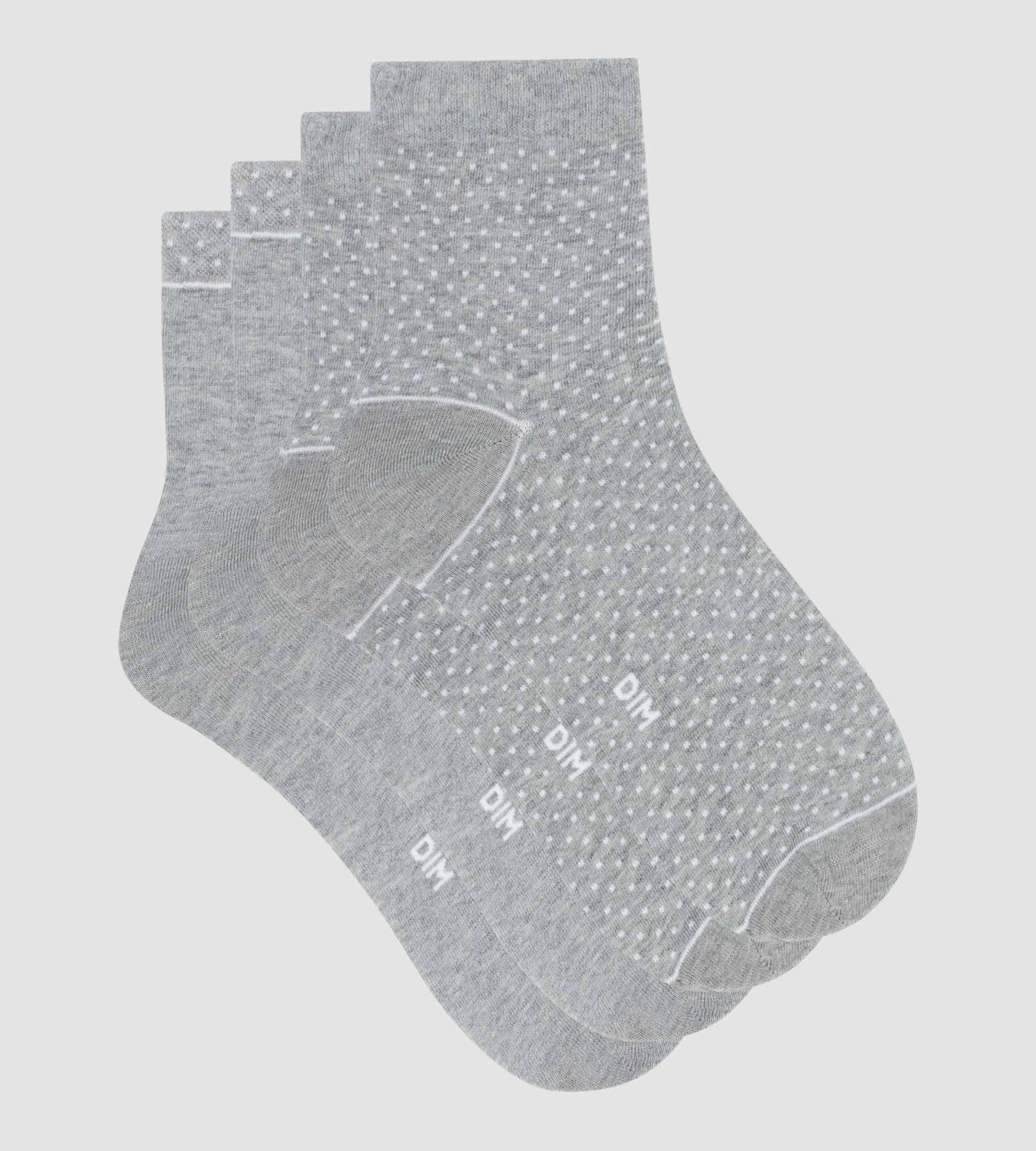 Lot de 2 paires de chaussettes femme en coton bio à pois Gris Dim Good