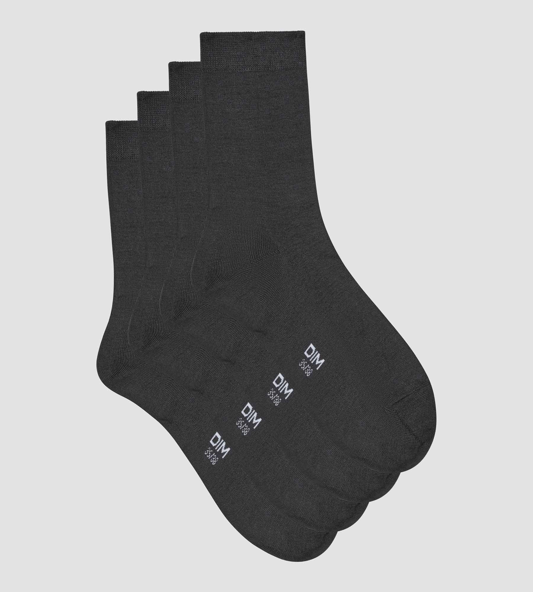 Lot de 2 paires de chaussettes femme en viscose Anthracite Dim Bambou