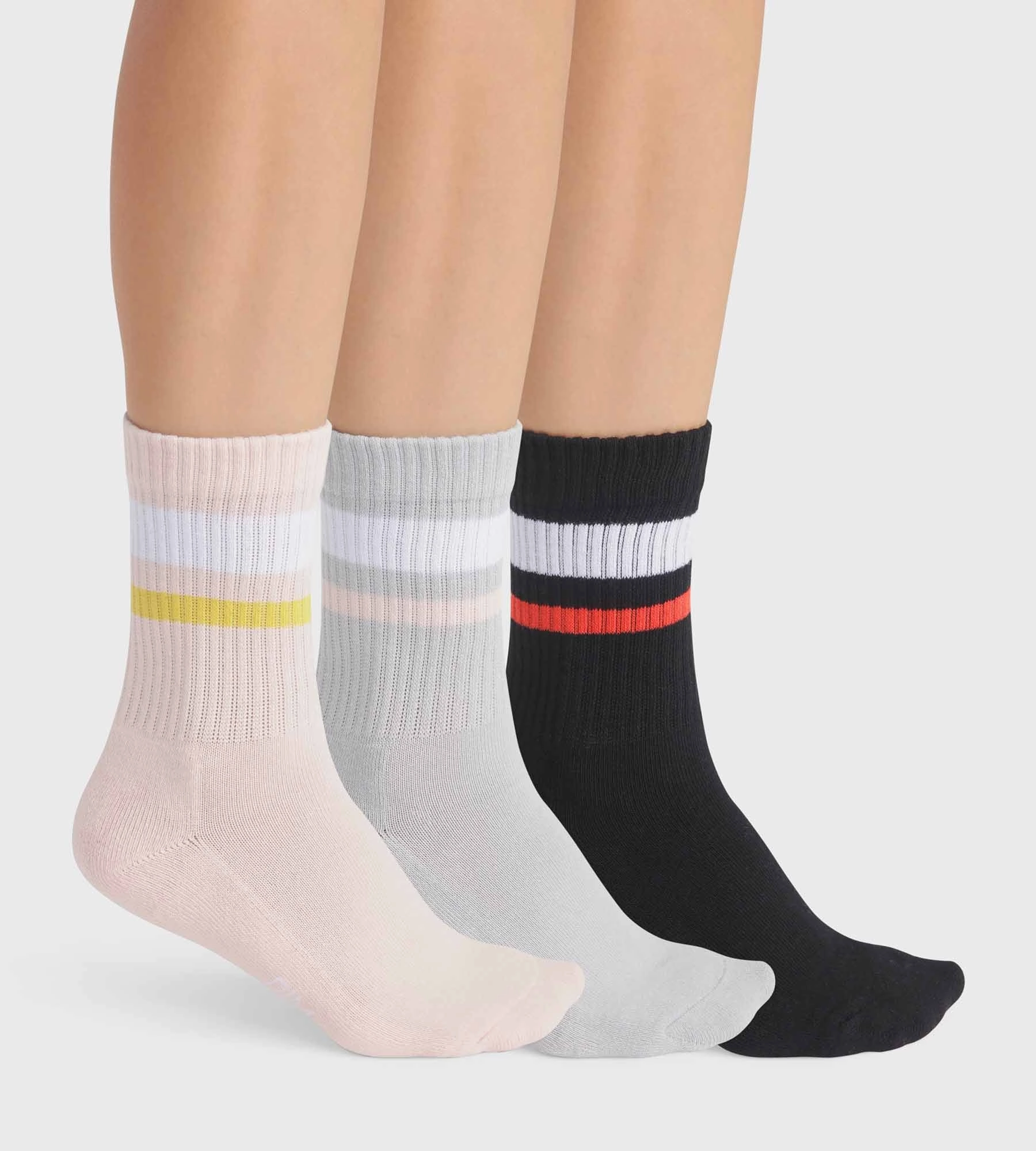 Lot de 3 paires de chaussettes femme en coton Rose Gris EcoDim Sport