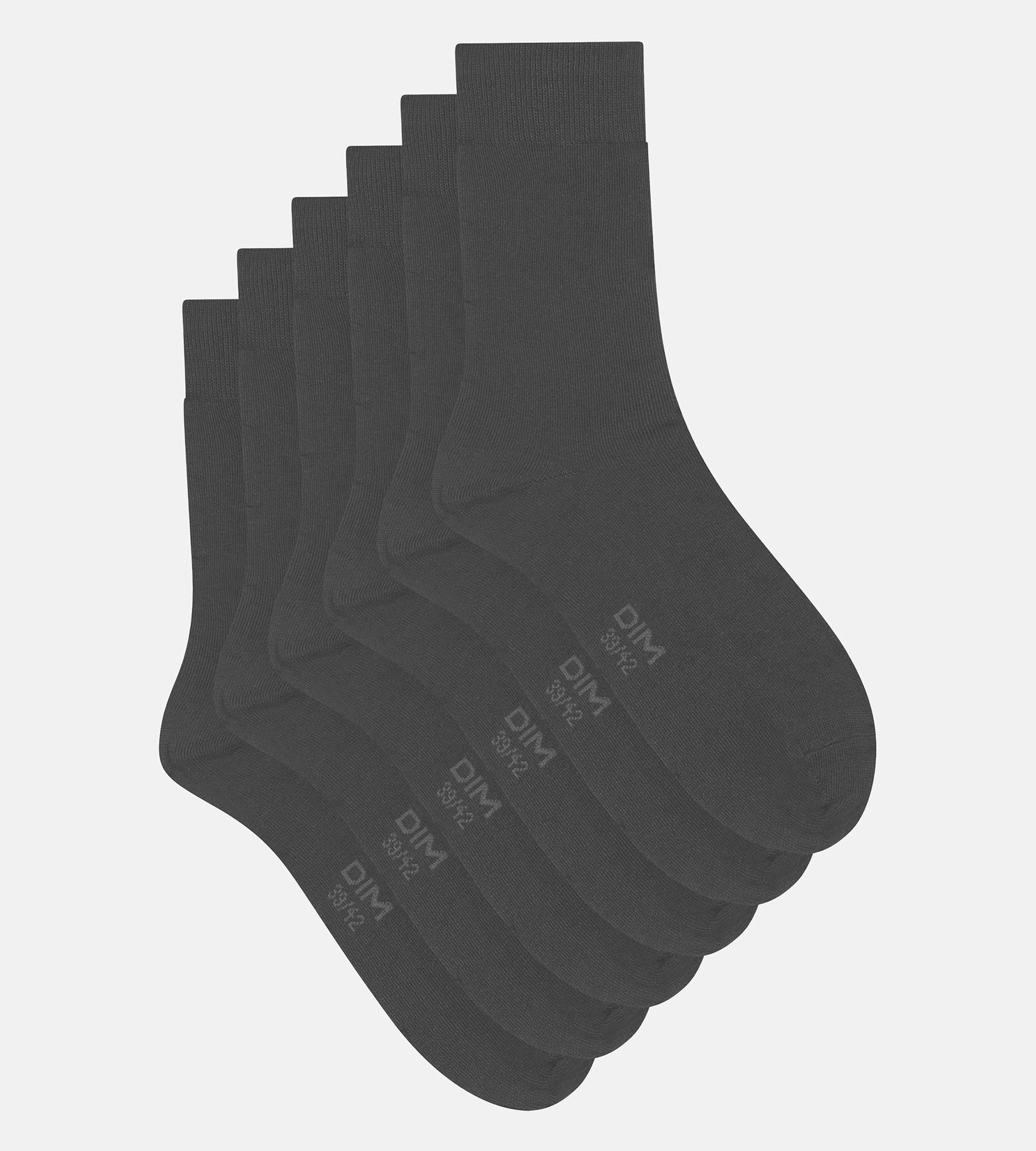 Lot de 3 paires de chaussettes homme Anthracite Dim Coton Confort