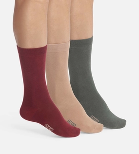 Lot de 3 paires de chaussettes homme en coton Rouge Kaki Dim