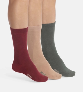 Lot de 3 paires de chaussettes homme en coton Rouge Kaki Dim