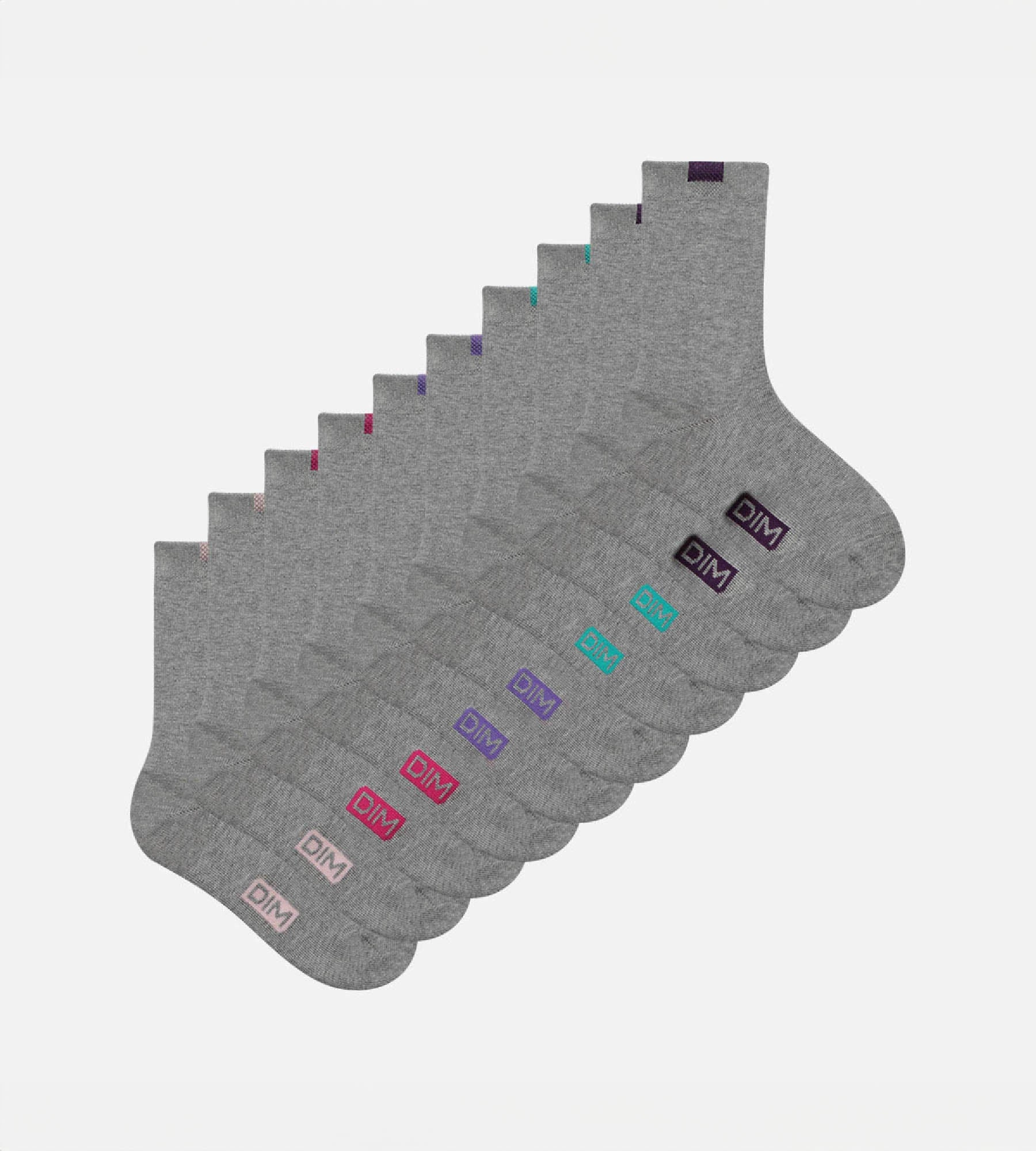 Lot de 5 paires de chaussettes femme coton mélangé Gris Clair ECODIM