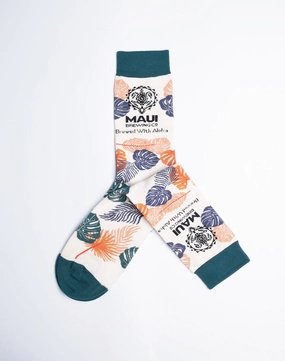 Maui Brewing Company Brewed With Aloha Floral Crew Socks