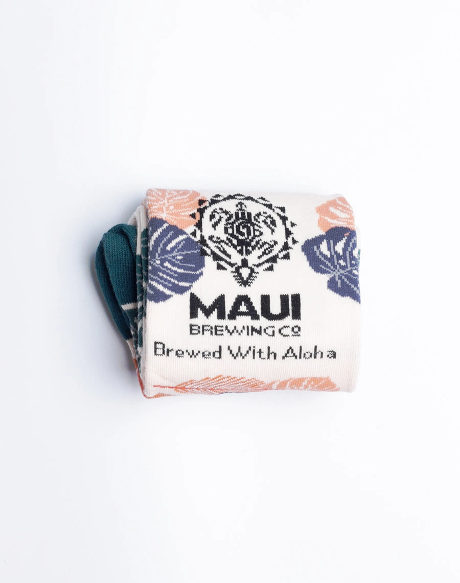 Maui Brewing Company Brewed With Aloha Floral Crew Socks